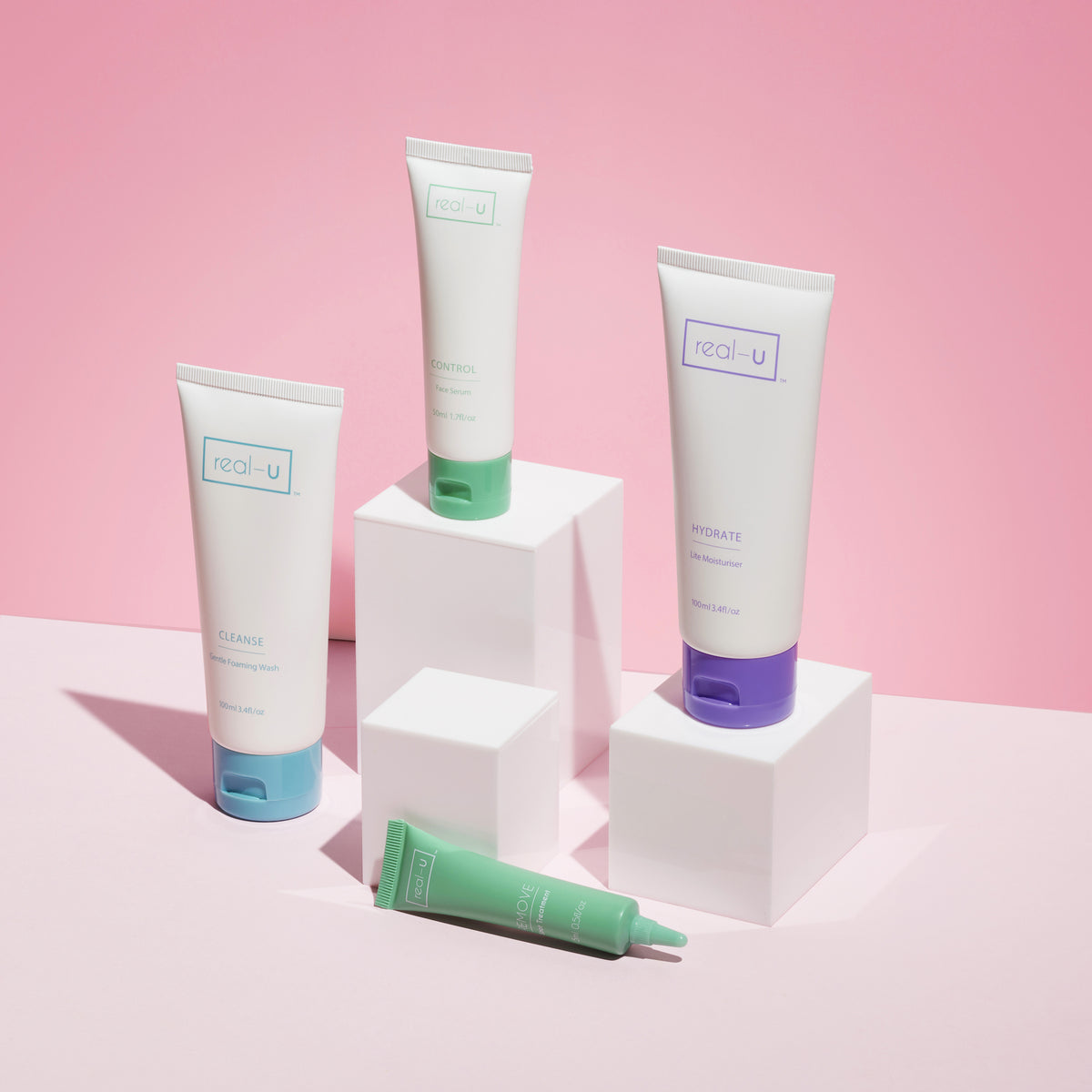 The real-u Luxe Kit contains everything you need to clear acne and pimples fast