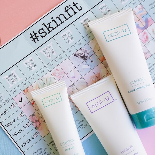 The real-u #SKINFIT Kit contains our CLEANSE Gentle Foaming Wash ,CONTROL Acne Serum, HYDRATE Lite Moisturiser and a #SKINFIT Chart to record your results + free Face Cloth. Limited special deal only.