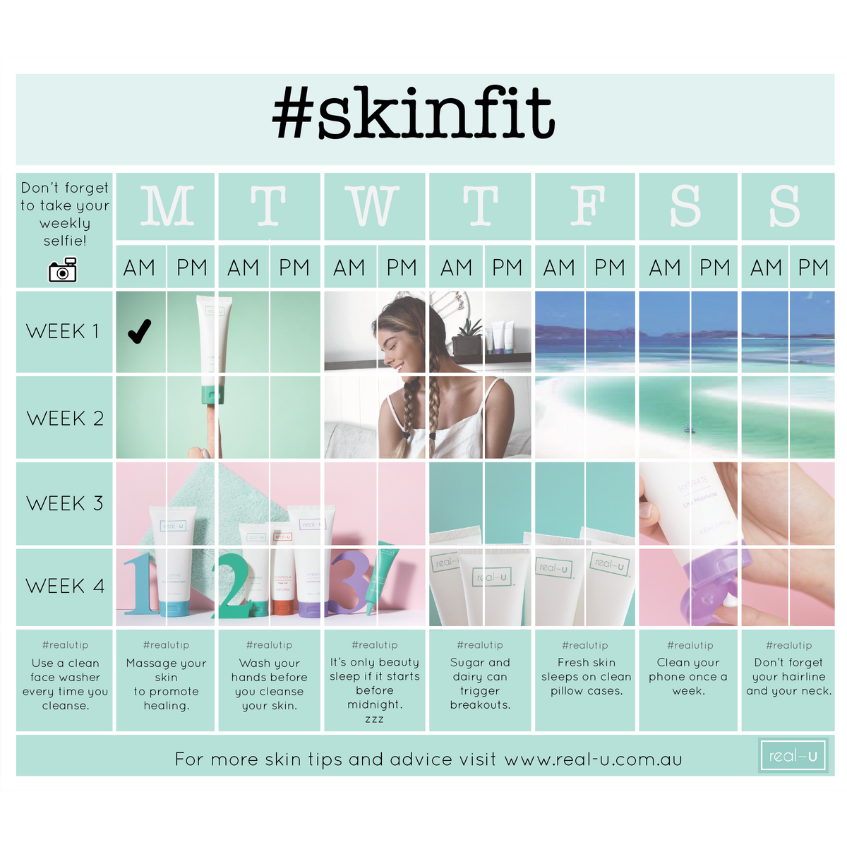 The real-u #SKINFIT Chart let you record your skincare progress and acne results